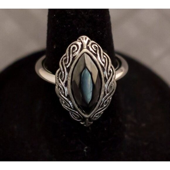 Dark Night Gothic Vintage Black and Silver Tone Ring Size 7 1/4 by Avon G24 - Picture 1 of 3